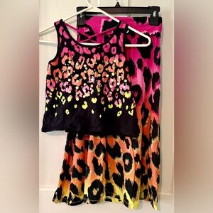 Girls Justice Vibrant Leopard Print Tank and Skirt Set size 10